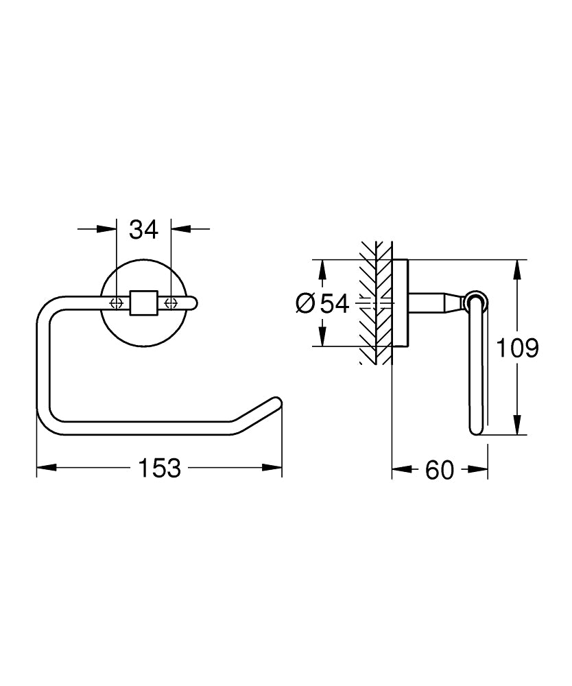 GROHE Start Cosmopolitan – Toilettenpapierhalter – Chrom, zum Bohren, ohne Deckel
