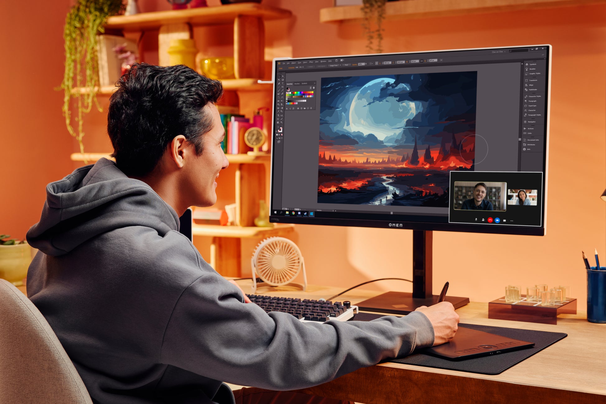 HP OMEN Transcend 32 – 31,5", 3840 × 2160 (4K), OLED, 240 Hz, USB-C 140 W, KVM, DisplayHDR 400