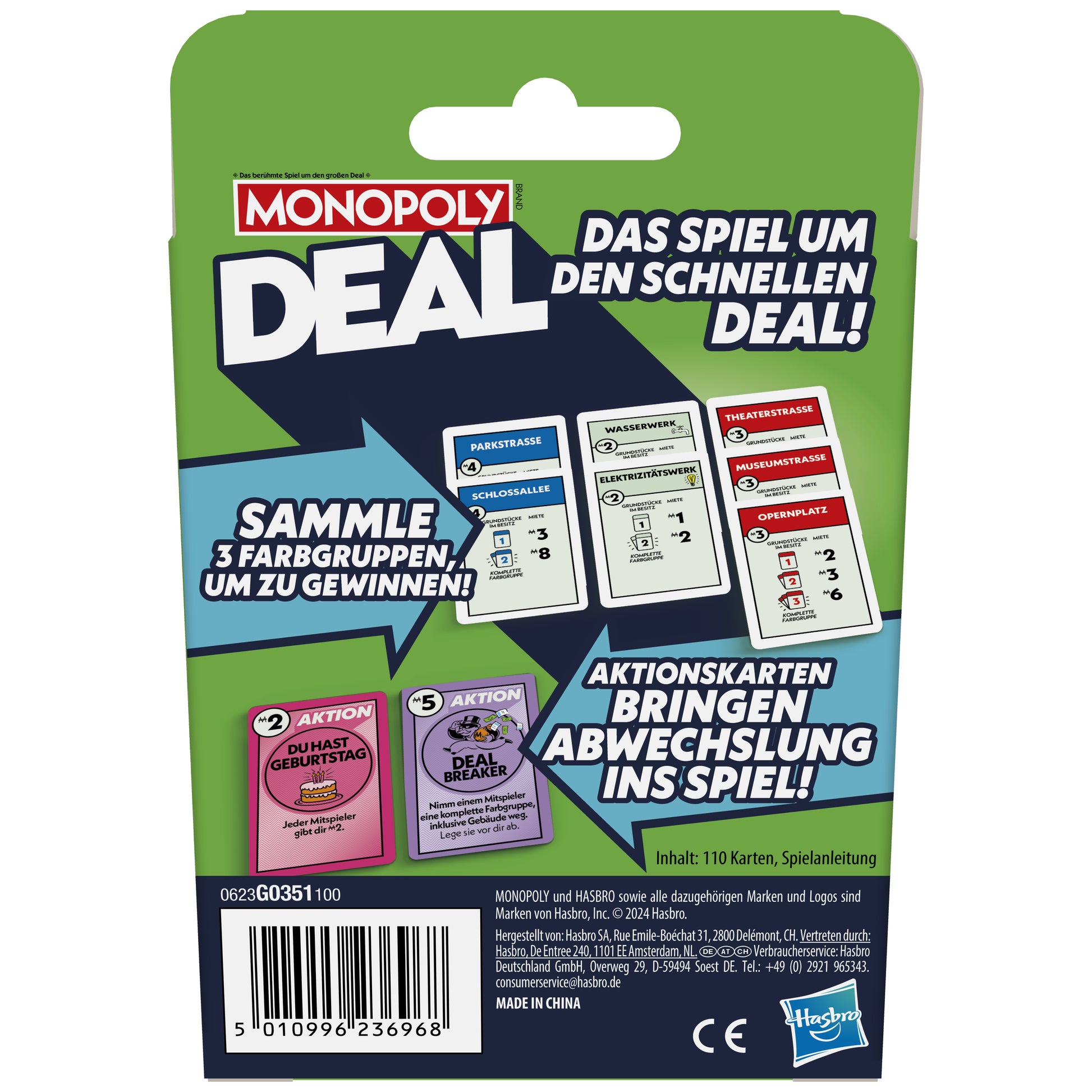 Hasbro Gaming Monopoly Deal – Kartenspiel, 2–5 Spieler, ab 8 Jahren, 15 Min., DE