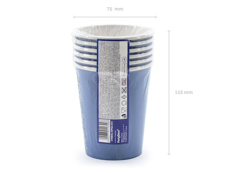 PartyDeco Becher, Papier – 2,2 dl, Marineblau – 6 Stk.