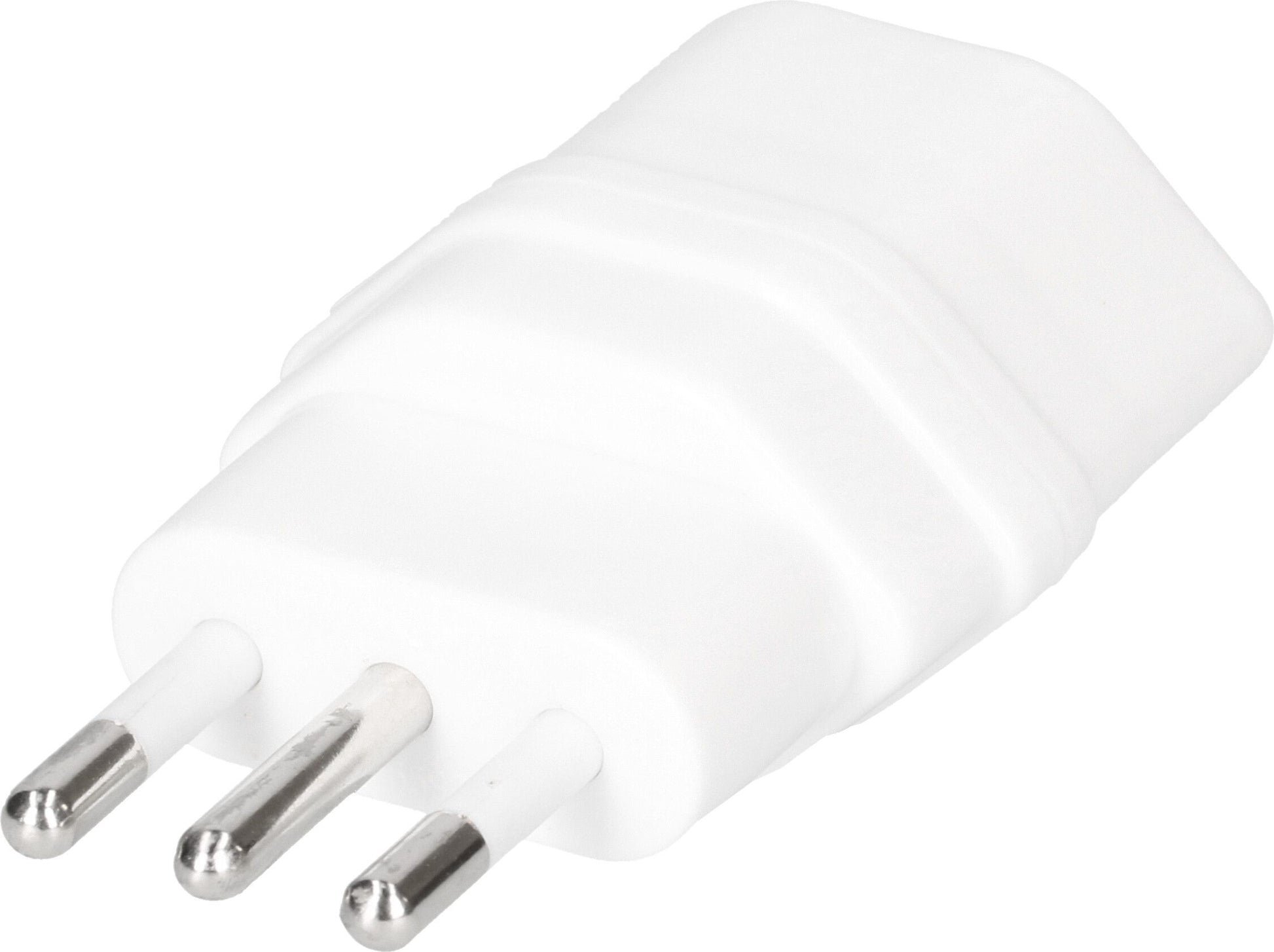 Max Hauri AG Reiseadapter – von Typ L (IT) zu T13 (EU) – geerdet – 45×25×70 mm – weiss – Kunststoff