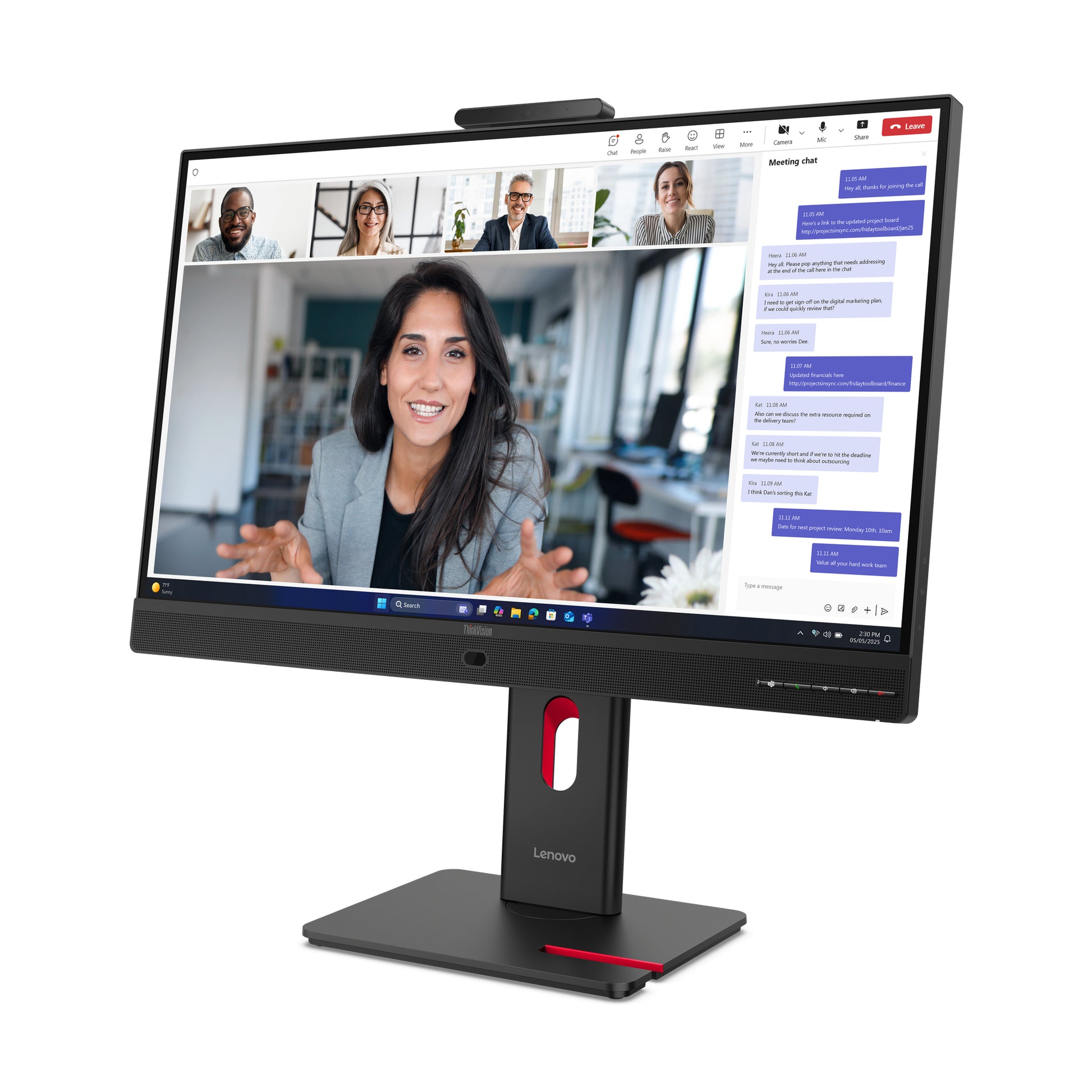 Lenovo ThinkVision T24-4v – 23,8", 1920 × 1080 (Full HD), IPS, 120 Hz, Webcam