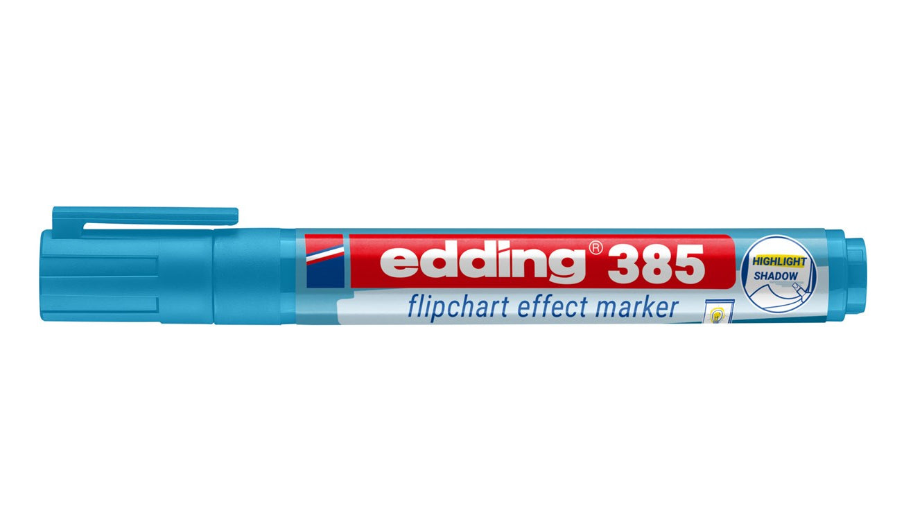 Edding 385 Flipchart-Marker – Pinselspitze 1–5 mm, Hellblau, Nachfüllbar, Cap-Off – für Flipcharts/Papier