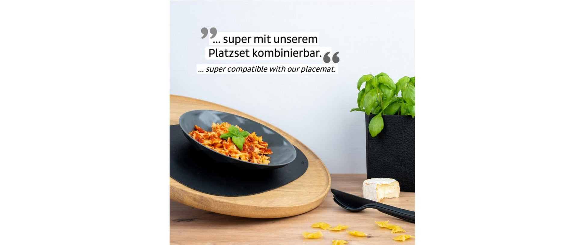Silwy Frühstücksteller S0TE-1409-2-A – 2er Set, Ø 24,0 cm, H 3,7 cm, Kunststoff, Schwarz, stapelbar