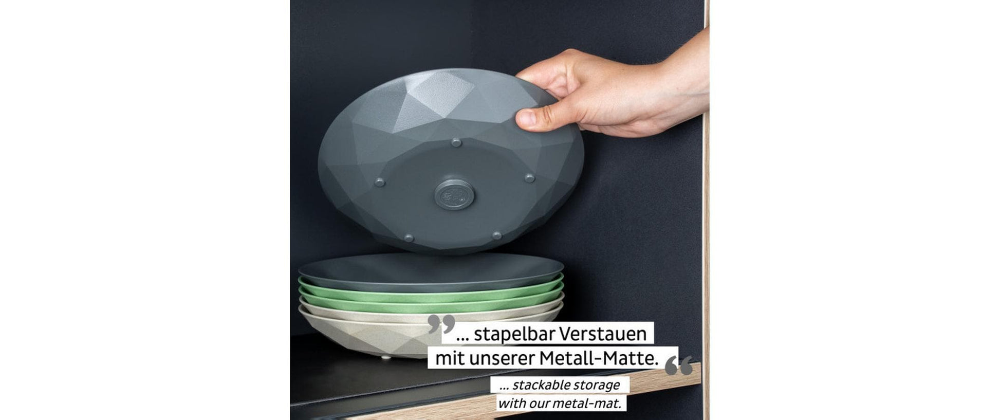 Silwy Frühstücksteller S0TE-1409-2-A – 2er Set, Ø 24,0 cm, H 3,7 cm, Kunststoff, Schwarz, stapelbar