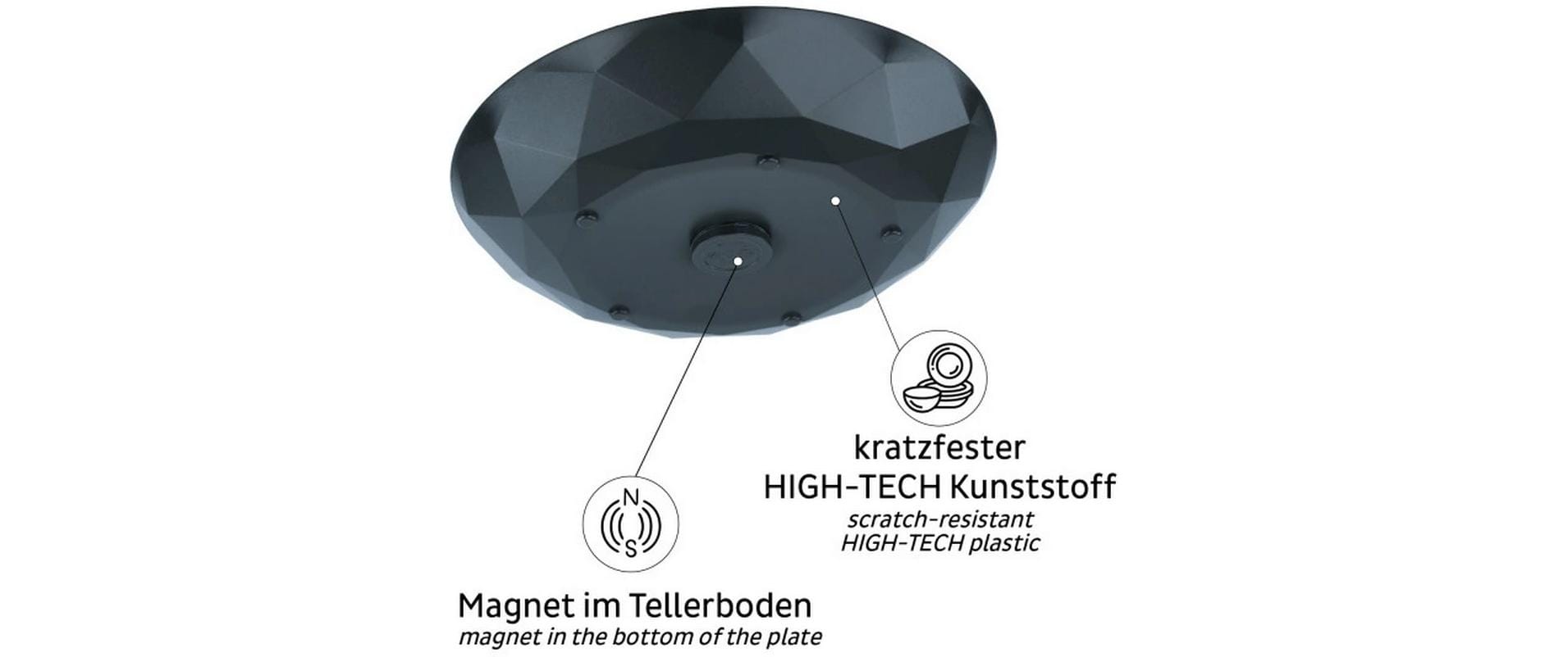 Silwy Frühstücksteller S0TE-1409-2-A – 2er Set, Ø 24,0 cm, H 3,7 cm, Kunststoff, Schwarz, stapelbar