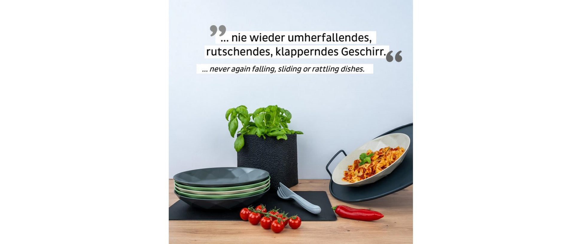 Silwy Frühstücksteller S0TE-1409-2-A – 2er Set, Ø 24,0 cm, H 3,7 cm, Kunststoff, Schwarz, stapelbar
