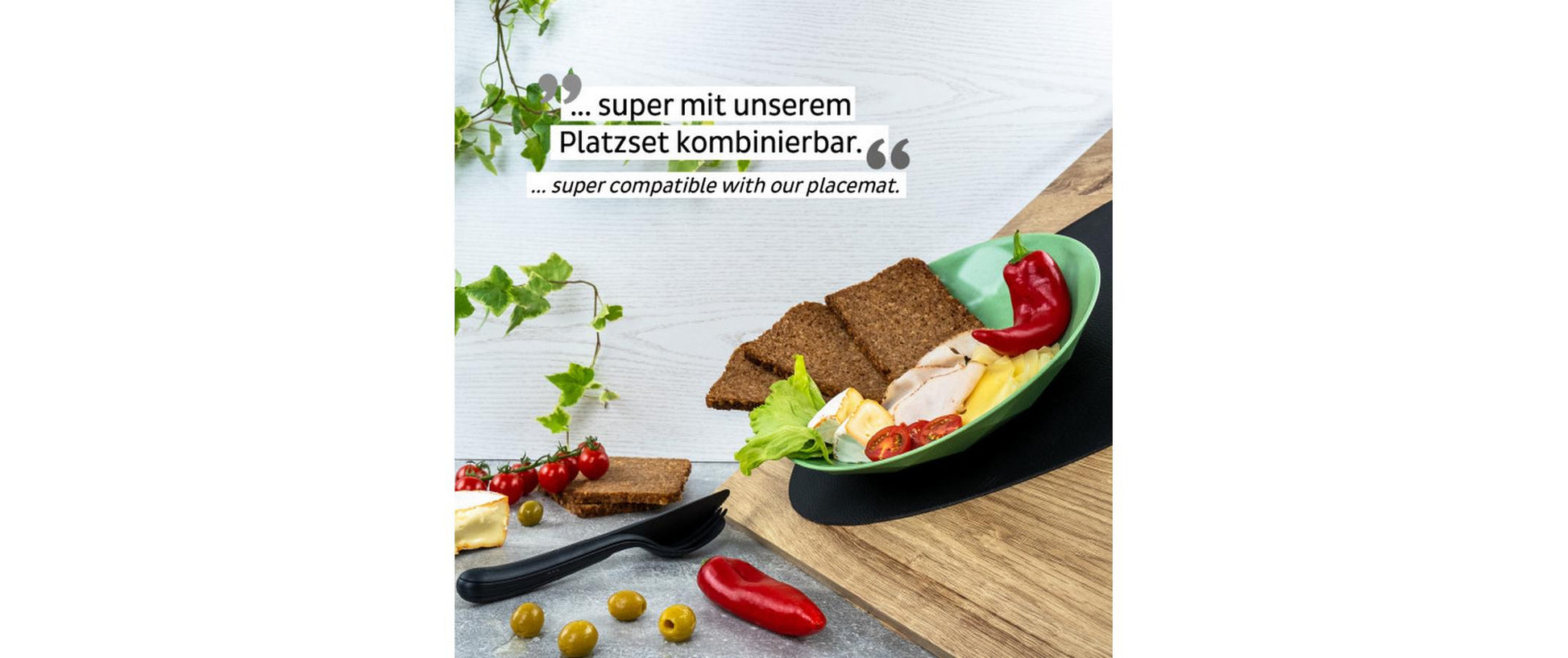 Silwy Frühstücksteller – 2er Set, Ø 24,0 cm, H 3,7 cm, Kunststoff, Grün, stapelbar
