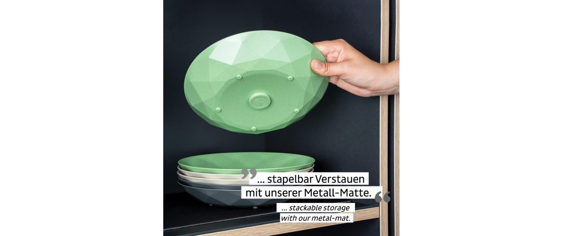 Silwy Frühstücksteller – 2er Set, Ø 24,0 cm, H 3,7 cm, Kunststoff, Grün, stapelbar