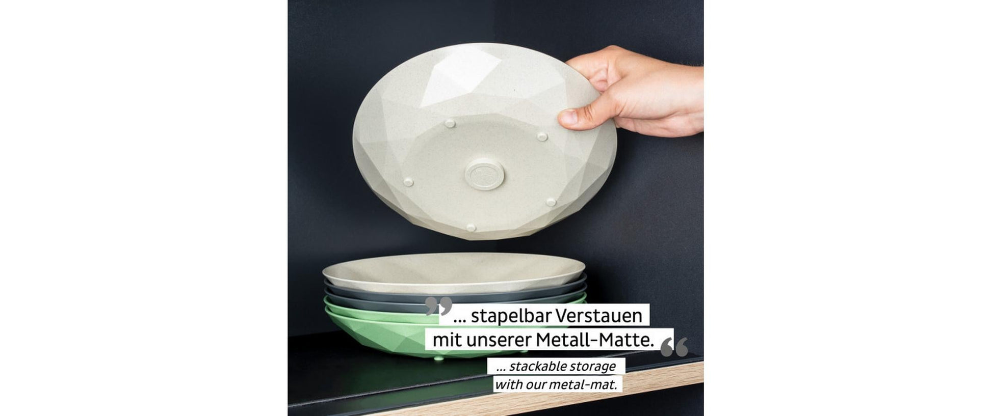 Silwy Frühstücksteller S0TE-1407-2-S – 2er Set, Ø 24 cm, H 3,7 cm, Kunststoff, Beige, stapelbar