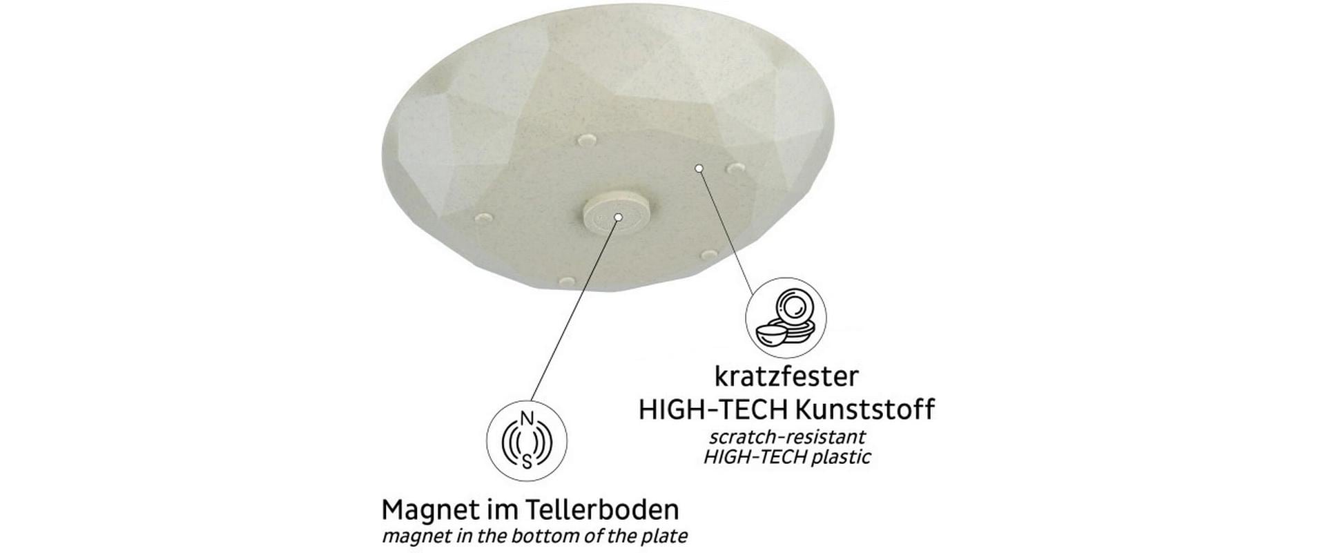 Silwy Frühstücksteller S0TE-1407-2-S – 2er Set, Ø 24 cm, H 3,7 cm, Kunststoff, Beige, stapelbar