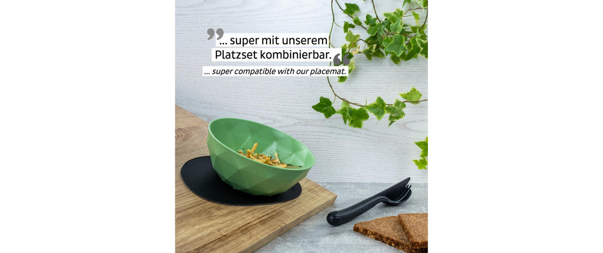 Silwy Suppenschüssel – 2er Set, 500 ml, Ø 16 cm, H 6,3 cm, Kunststoff, Grün, stapelbar