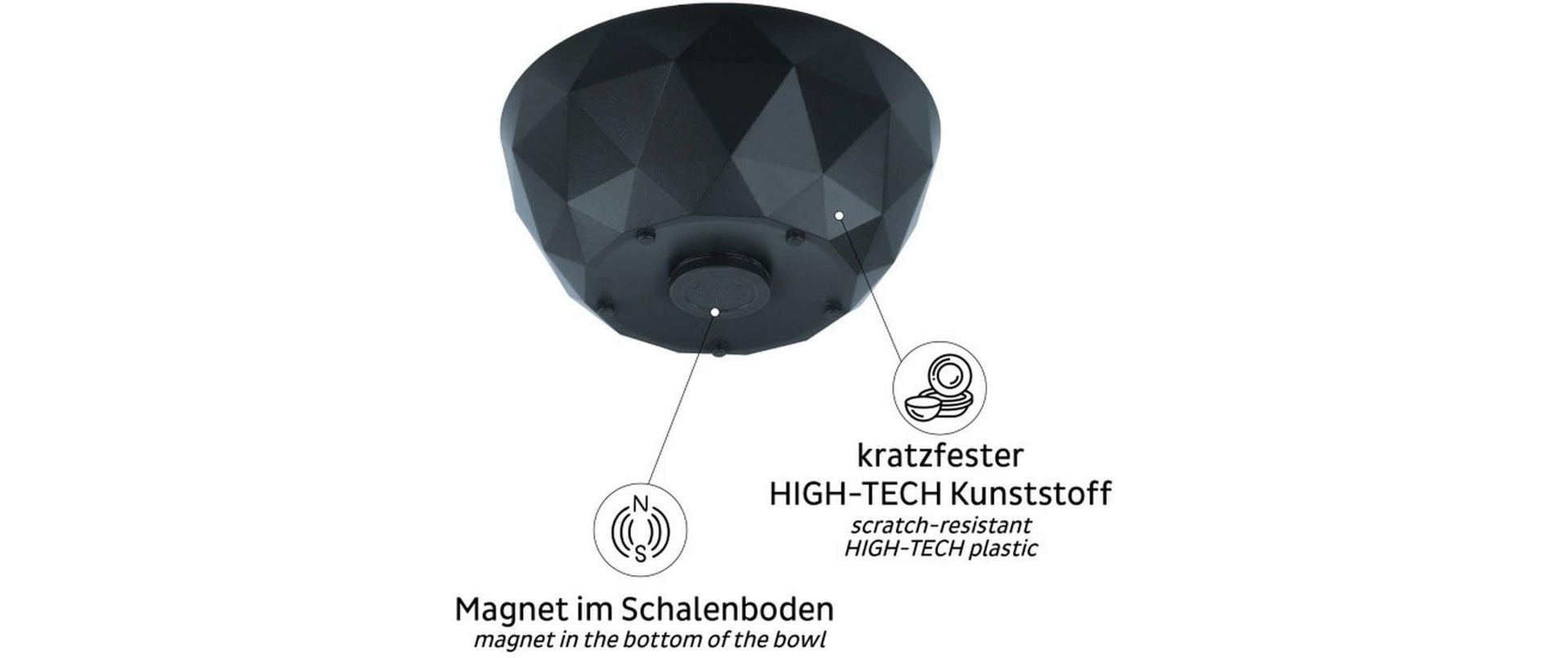 Silwy Suppenschüssel S0BO-1408-2-A – 2er Set, 500 ml, Ø 16 cm, H 6,3 cm, Kunststoff, Schwarz, stapelbar