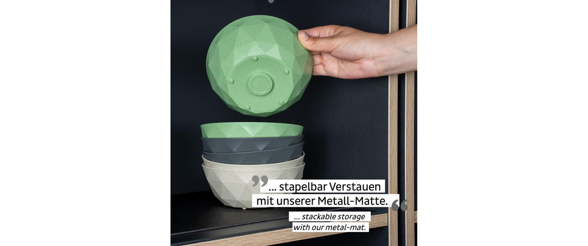 Silwy Suppenschüssel – 2er Set, 500 ml, Ø 16 cm, H 6,3 cm, Kunststoff, Grün, stapelbar