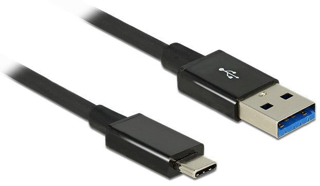 DeLOCK USB-Kabel USB-A auf USB-C – USB 3.2 Gen 2 (10 Gbit/s) – 1 m – Goldstecker – Schwarz