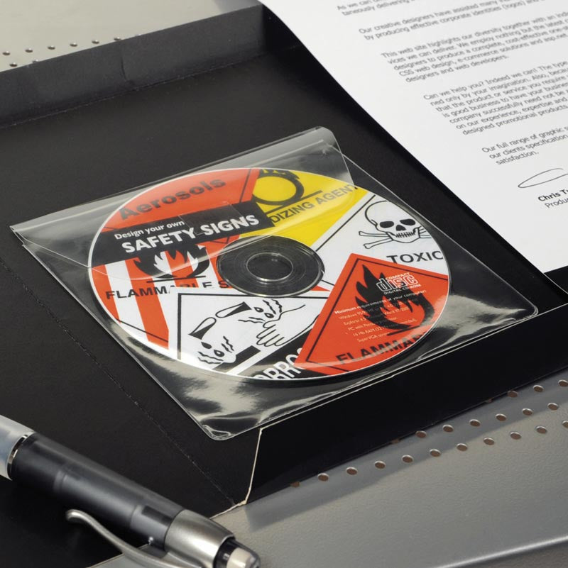 3L CD-/DVD-Aufbewahrung 127 × 127 mm – selbstklebend, mit Klappe, 20 Stück, PP, weiss