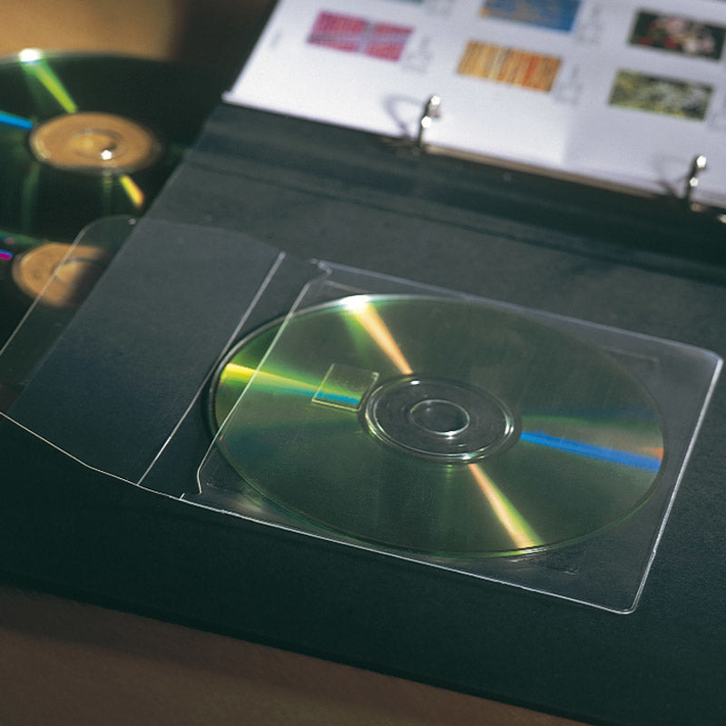 3L CD-/DVD-Aufbewahrung 127 × 127 mm – selbstklebend, mit Klappe, 20 Stück, PP, weiss