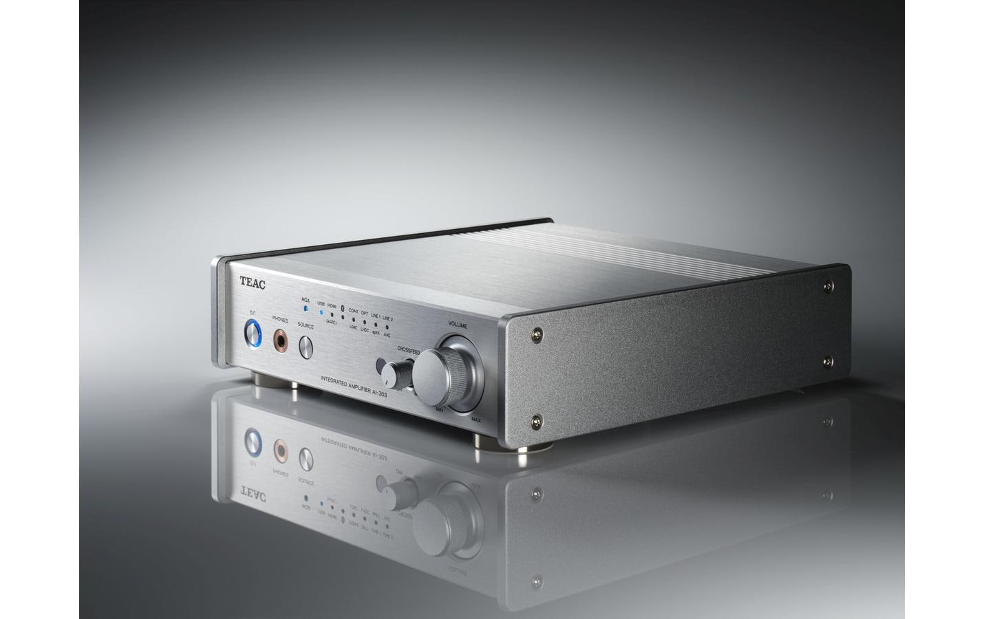 TEAC AI-303DA-X-S – Stereo-Verstärker, 50 W pro Kanal, DAC, Bluetooth 4.2, HDMI, Silber