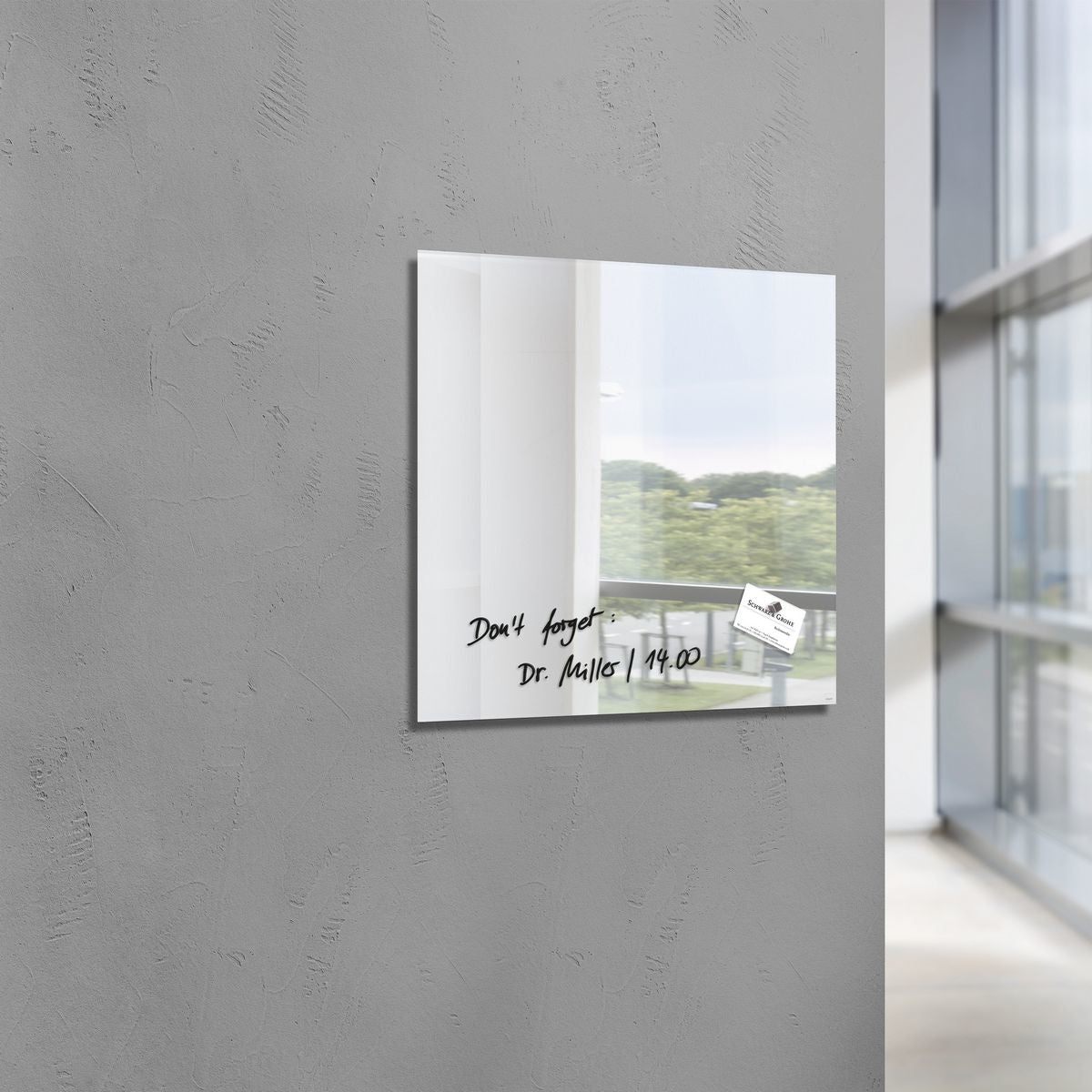 Sigel Whiteboard – 48 × 48 cm, Glas, magnetisch, Wandmontage, inkl. Magnete, Montagesatz