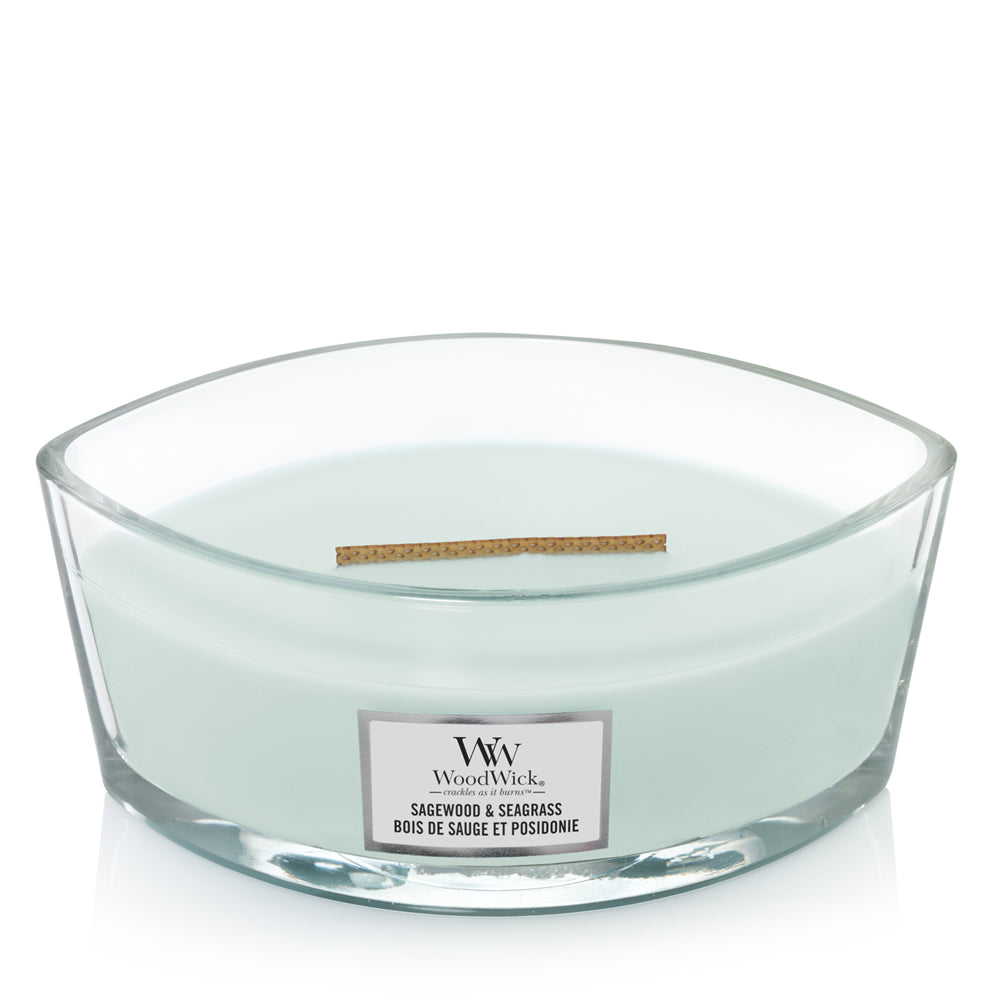 WoodWick Duftkerze – Sagewood & Seagrass – Ø 19,1 × 9,2 cm
