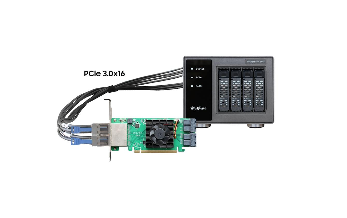 Highpoint SSD6444 – 4-Schacht Gehäuse – U.3 NVMe (SFF-8644), für 2,5" NVMe