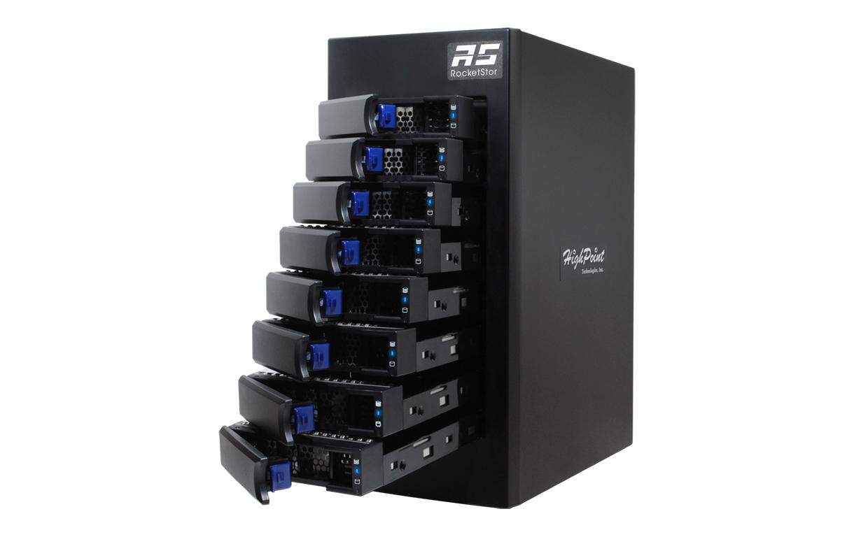 Highpoint RS6628A – 8-Schacht Gehäuse – Thunderbolt 3, für 2,5" HDD/SSD, SAS/SATA