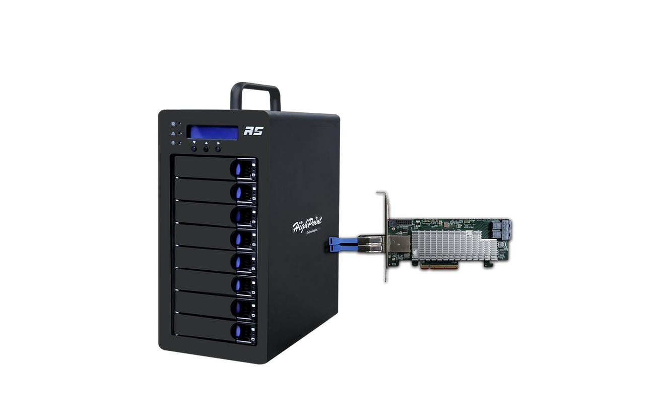 Highpoint RS6438TS – 8-Bay Tower Gehäuse – für 3,5" HDD/SSD, SATA, SFF-8644