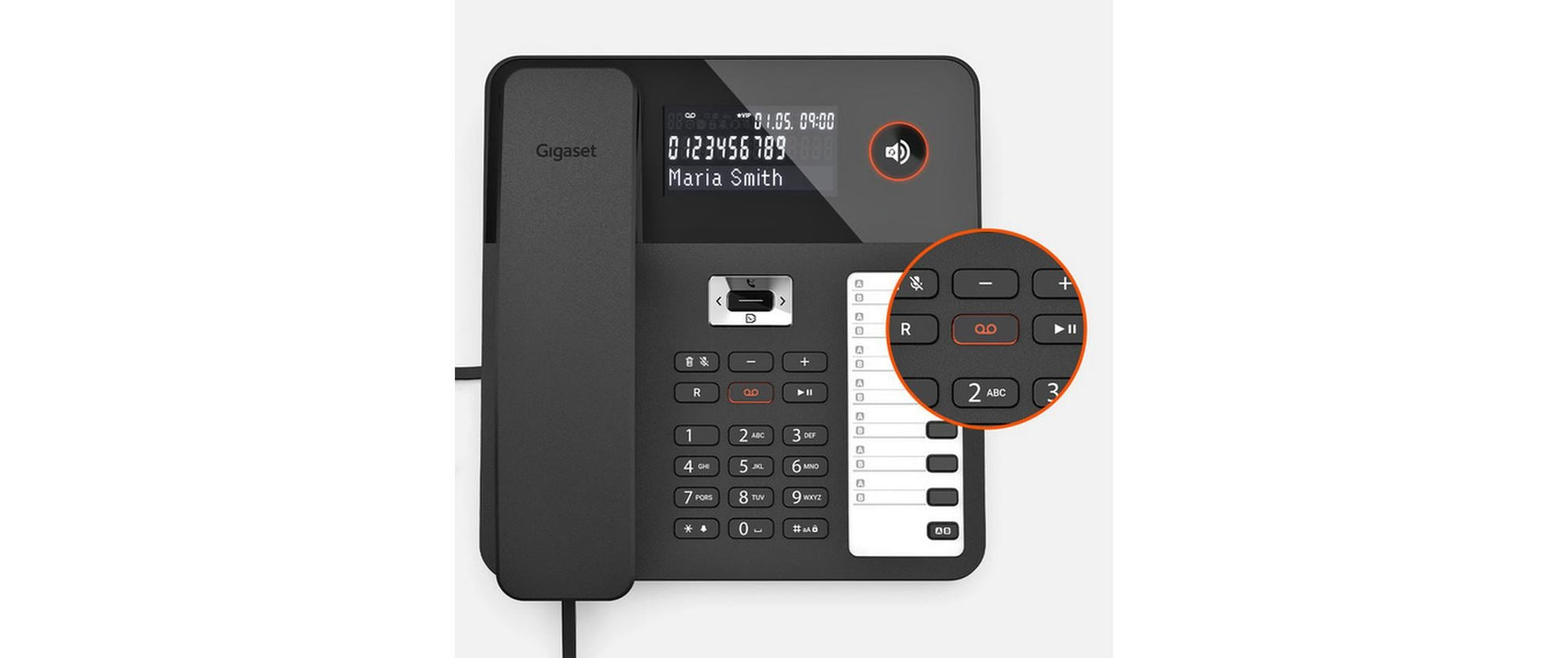 Gigaset DESK 800 A – DECT-Telefon, mit Anrufbeantworter, Freisprechen, Schwarz