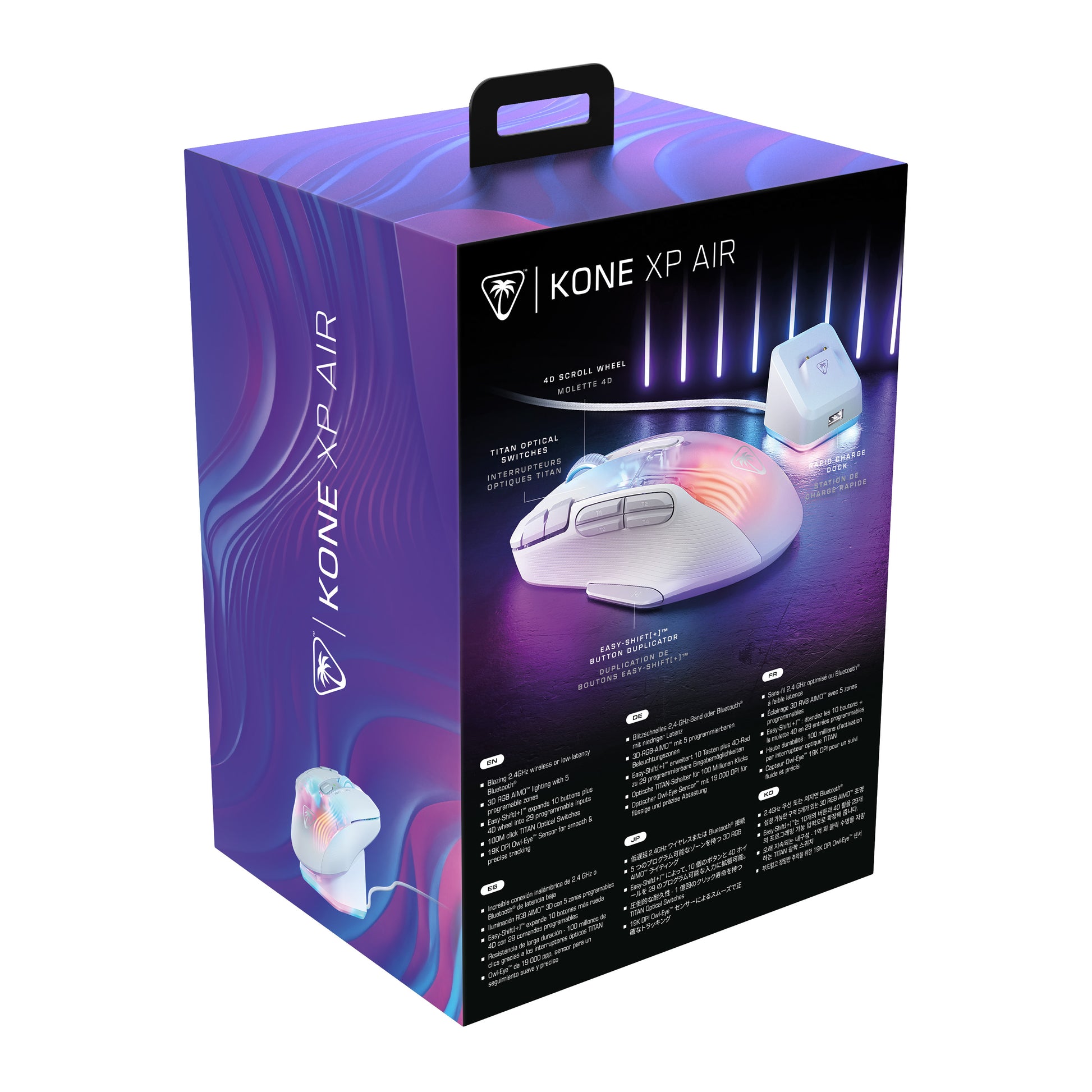Turtle Beach Kone XP Air Gaming-Maus – kabellos, 10 Tasten, für Rechtshänder, RGB-Beleuchtung, weiss