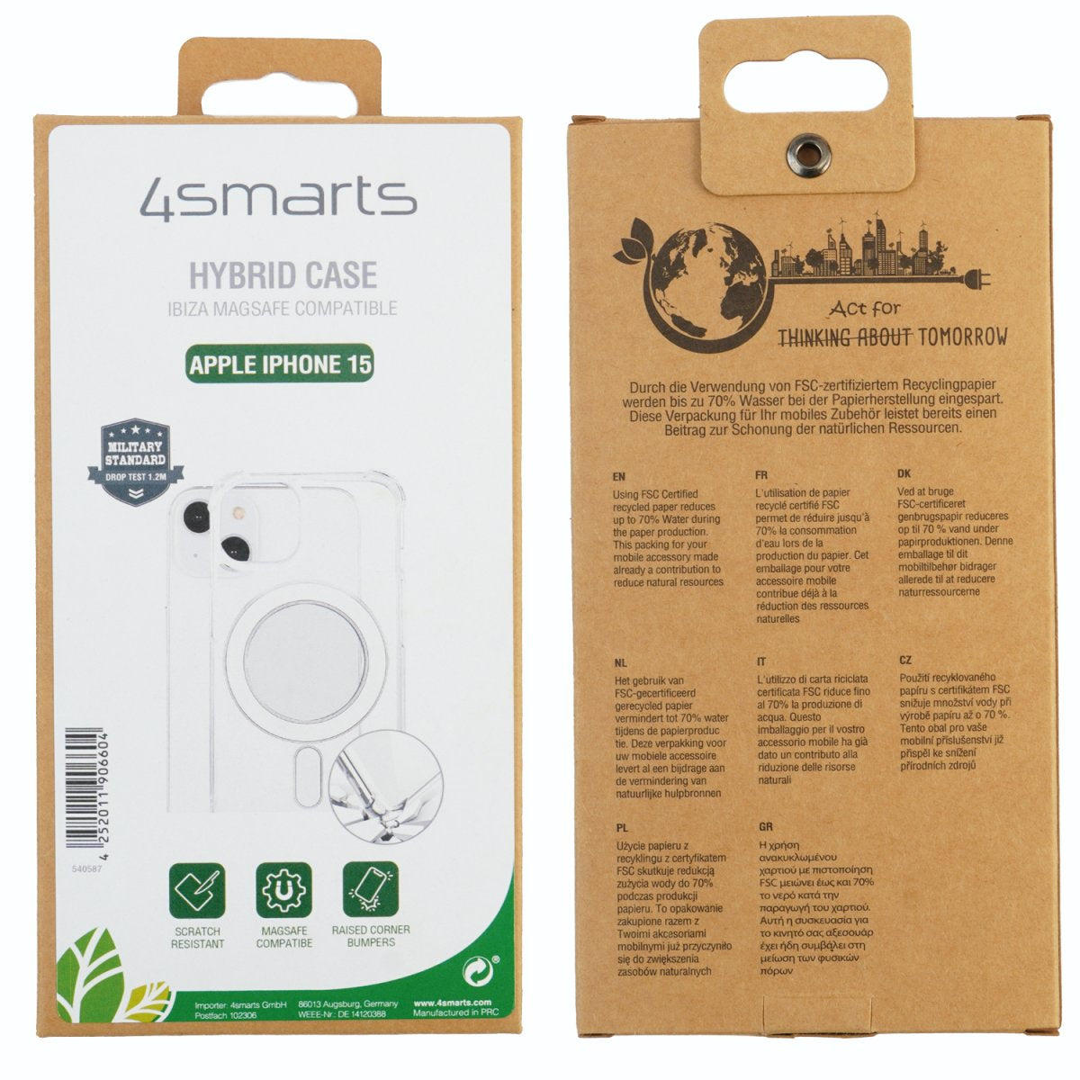 4smarts Ultimag Backcover – für Apple iPhone 15, MagSafe, TPU, Transparent