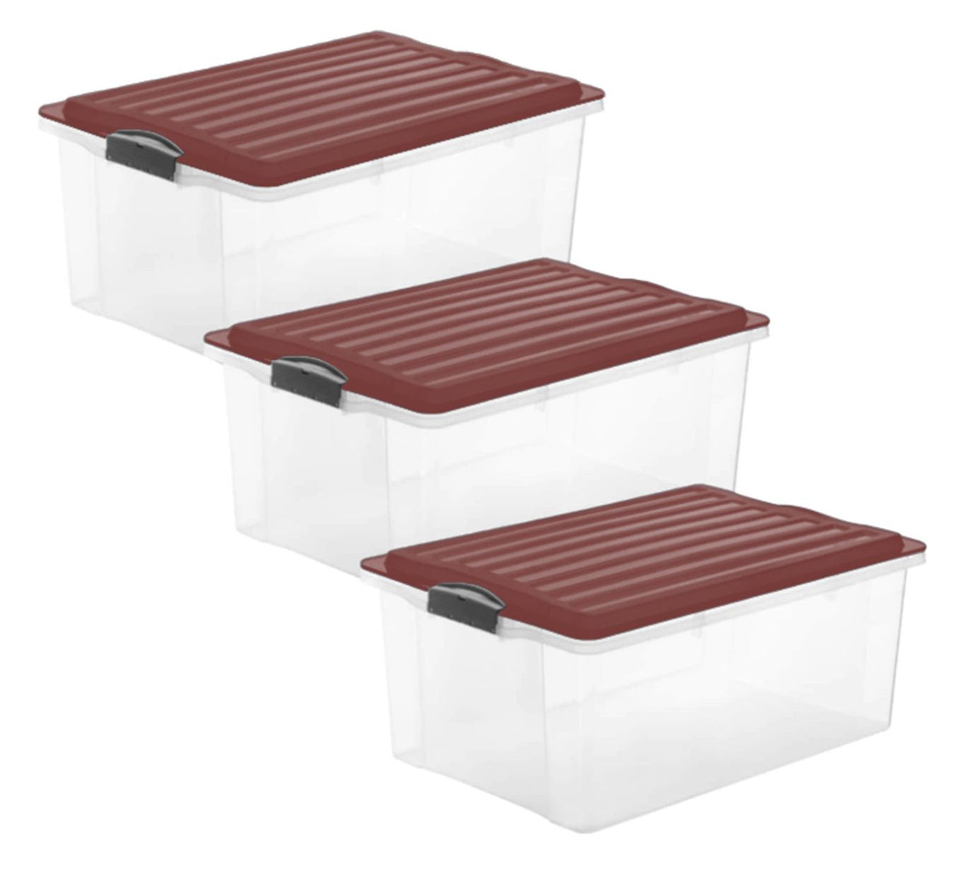 Rotho Aufbewahrungsbox – Kunststoff, Transparent, 40 × 18 × 57 cm – 3er-Pack
