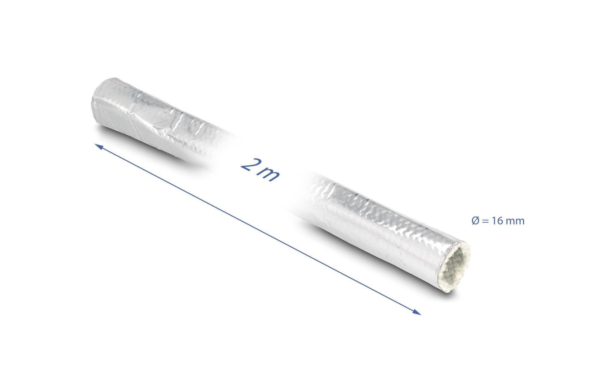 DeLOCK Kabelschlauch, Ø 16 mm × 2 m, Glasfaser, reflektierend – Silber