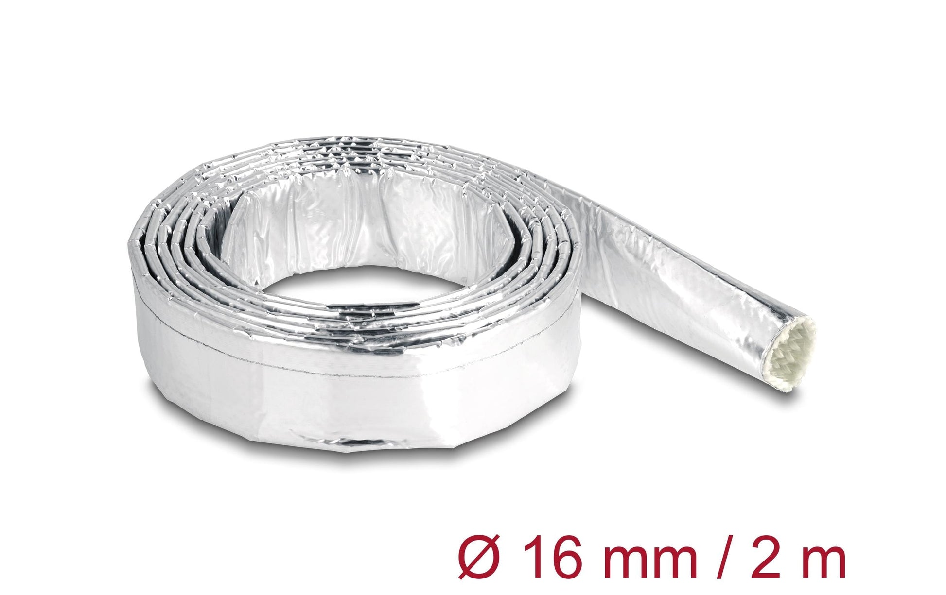 DeLOCK Kabelschlauch, Ø 16 mm × 2 m, Glasfaser, reflektierend – Silber