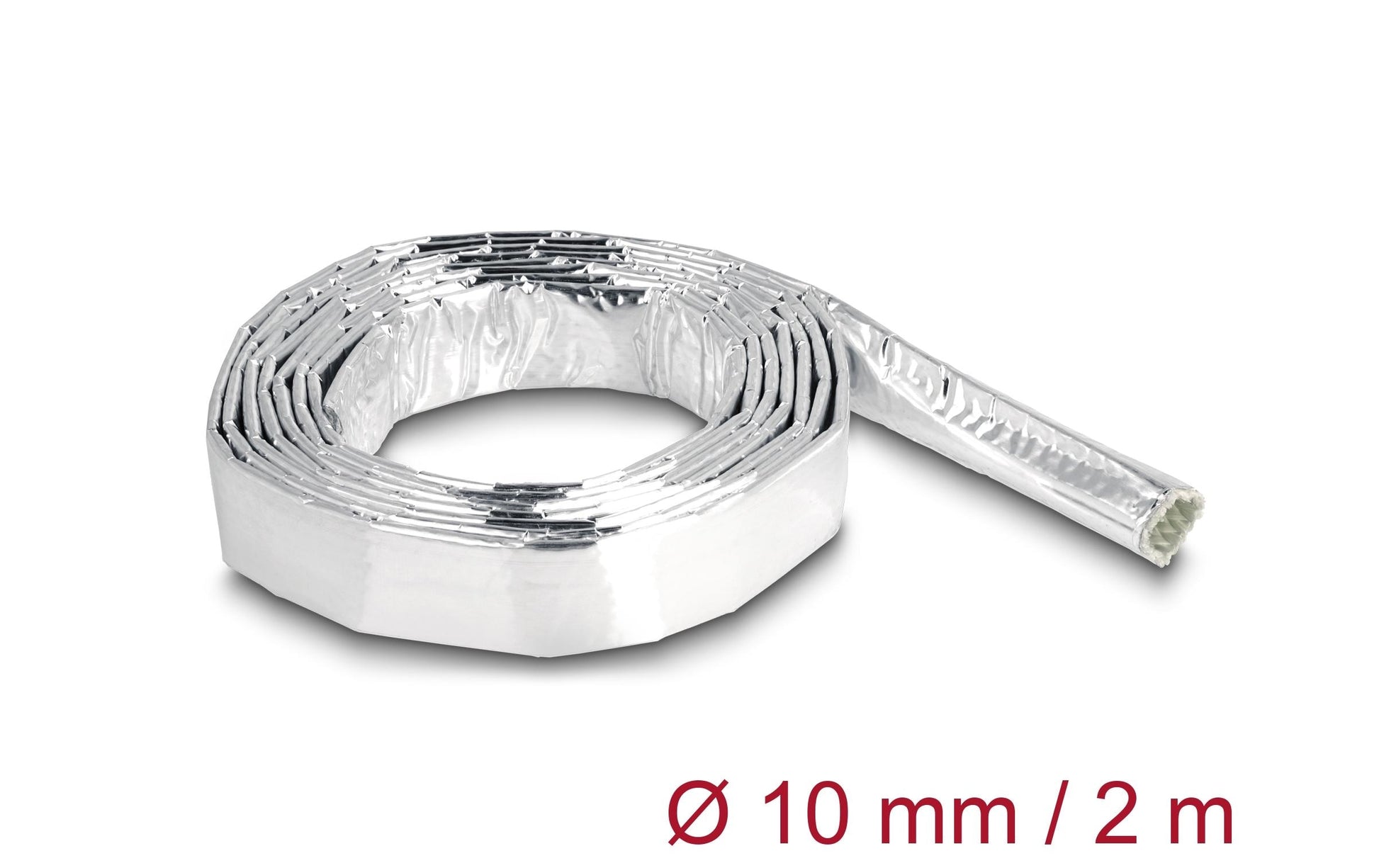 DeLOCK Kabelschlauch, Ø 10 mm × 2 m, reflektierend, Aluminium – Silber