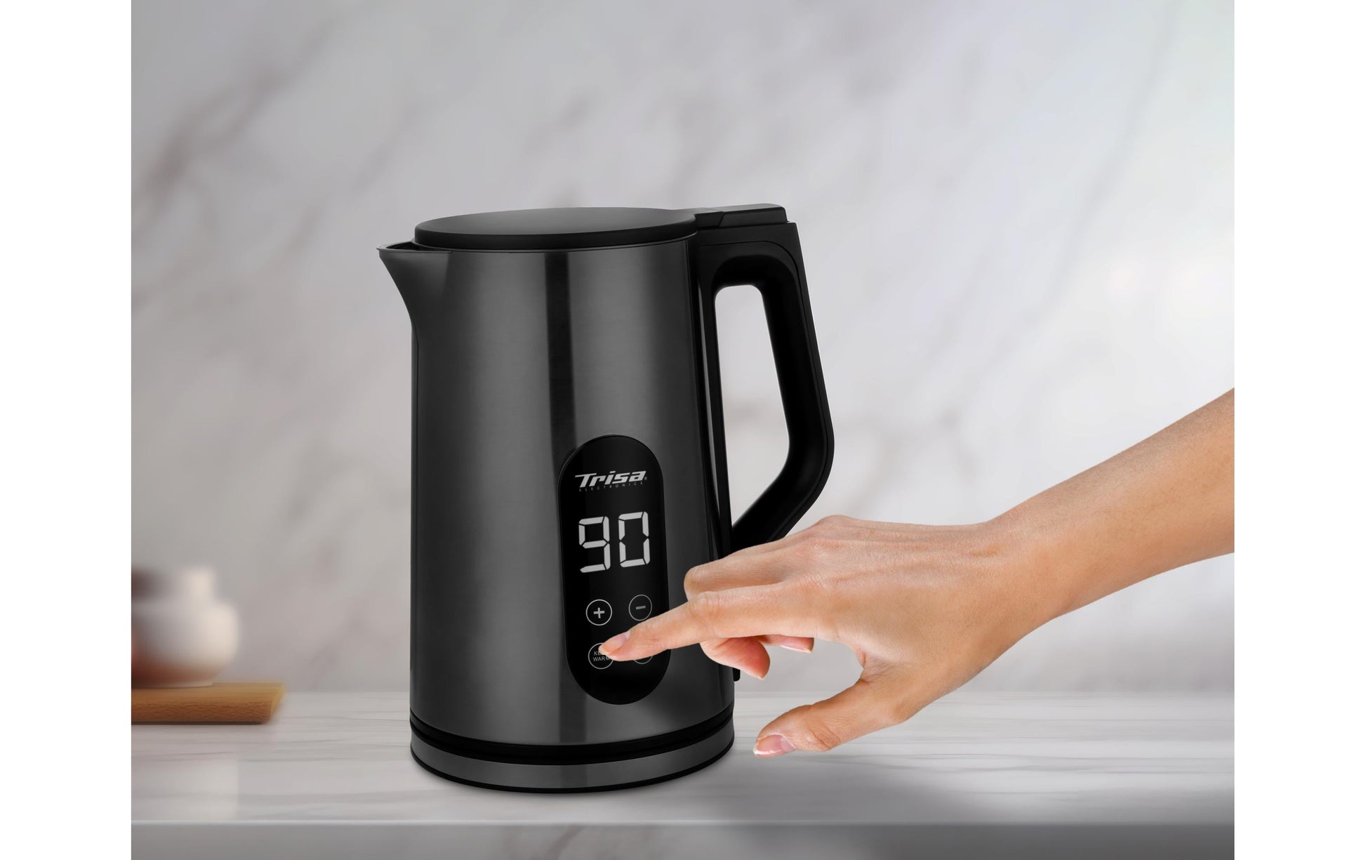 Trisa Digital Boil Wasserkocher – 1,7 l, mit Temperaturwahl 40–100 °C, Warmhaltefunktion (bis 4 h), 6459.4145