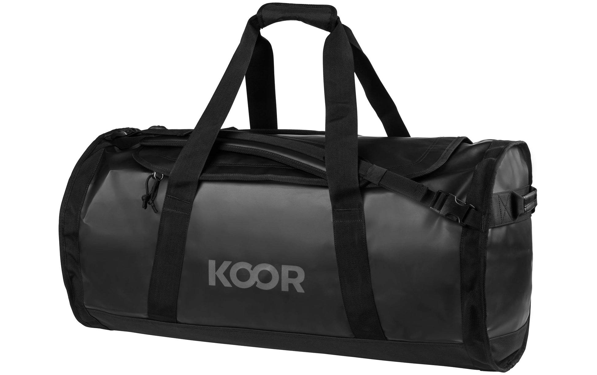 KOOR Sporttasche Sooma – 70 l, aus rPET, schwarz, 38,5 × 38,5 × 73 cm