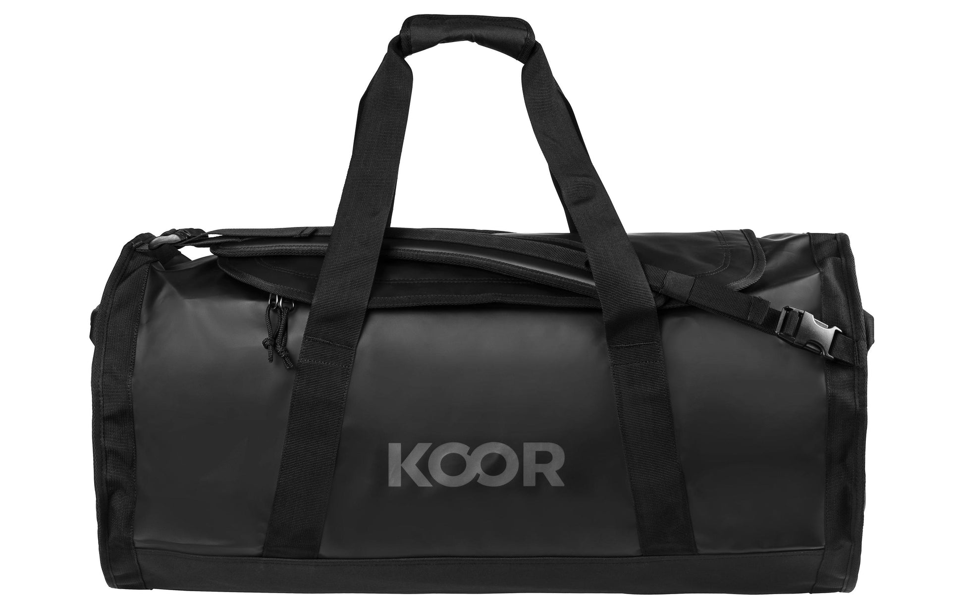 KOOR Sporttasche Sooma – 70 l, aus rPET, schwarz, 38,5 × 38,5 × 73 cm