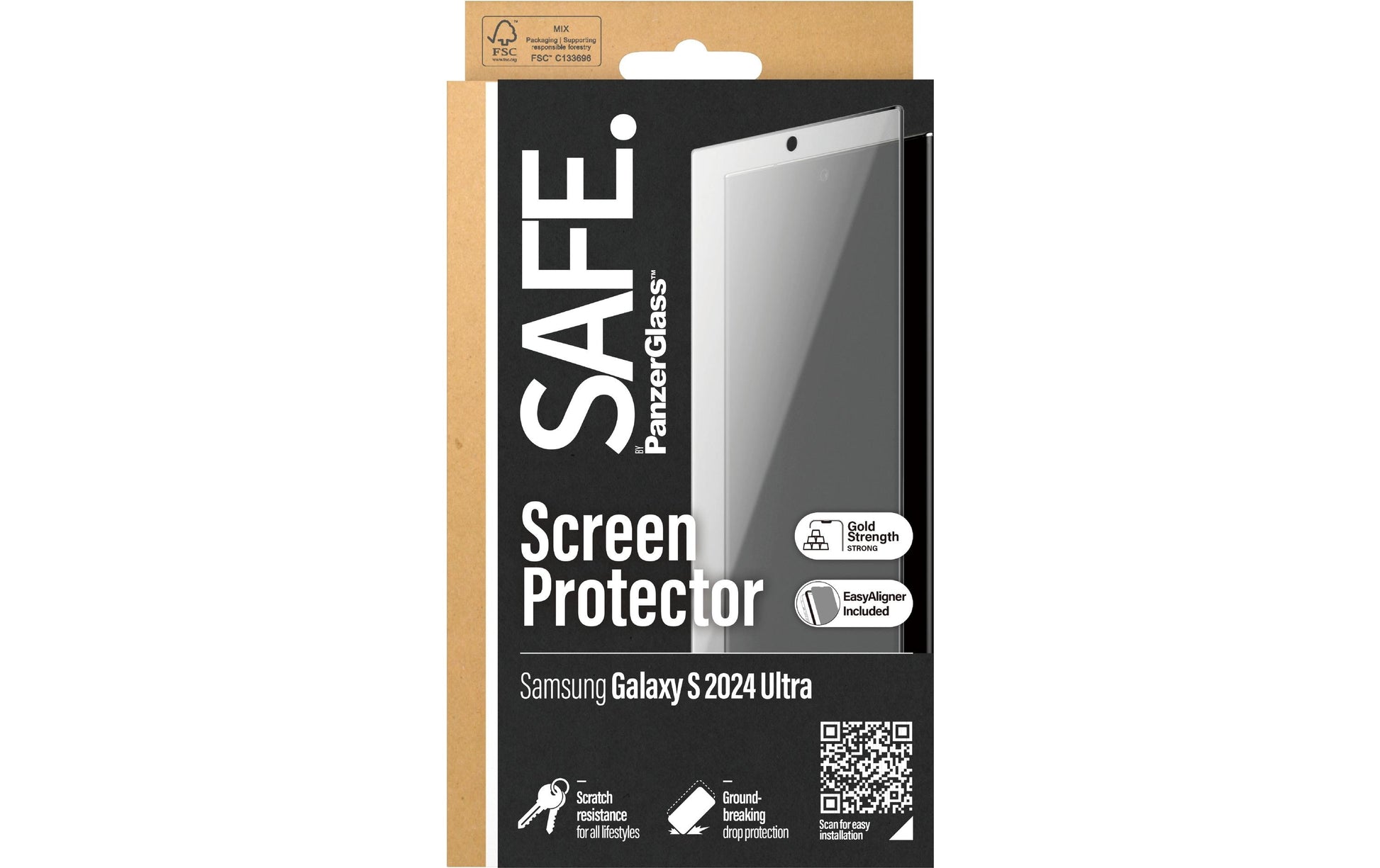 PanzerGlass Displayschutz (Folie), Ultra-Wide Fit – für Galaxy S24 Ultra – mit Applikator