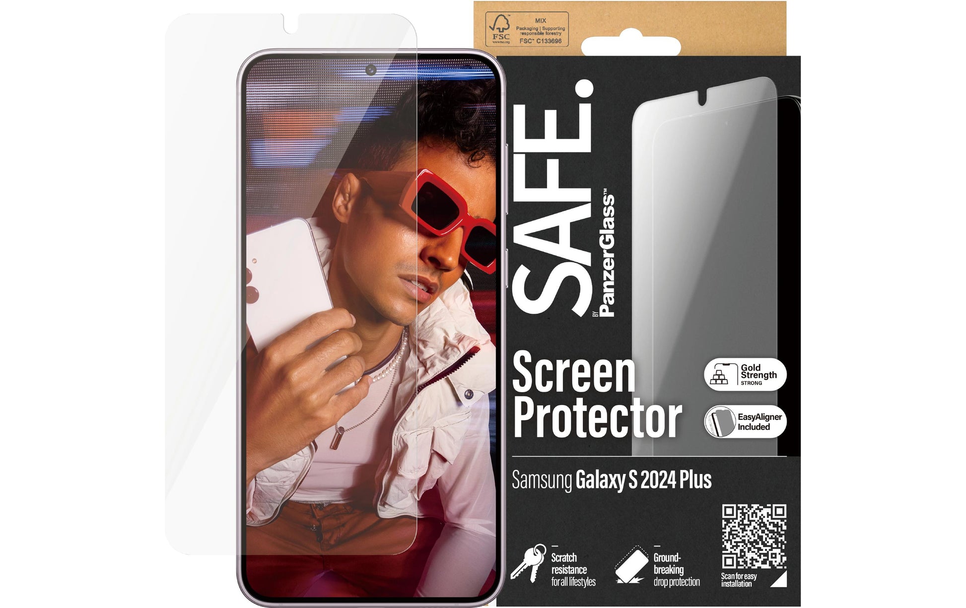PanzerGlass Displayschutzglas – für Samsung Galaxy S24+, kratzresistent, stossfest, Hartglas, transparent