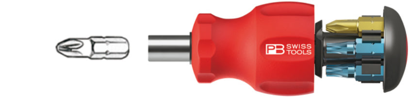 PB Swiss Tools Insider Stubby 8453 Schraubenzieher – 1/4"-Bitaufnahme, PH/T Bits, Gesamtlänge 50 mm