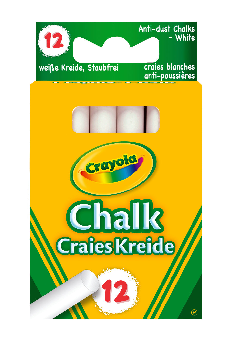 Crayola Weisse runde staubfreie Wandtafelkreide – 12 Stück