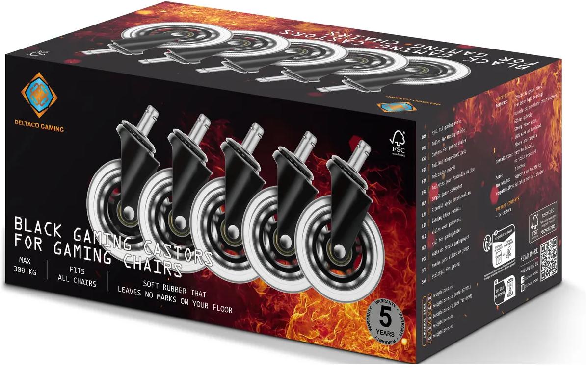 Deltaco Gaming Rollen-Set – 5er-Pack, Schwarz