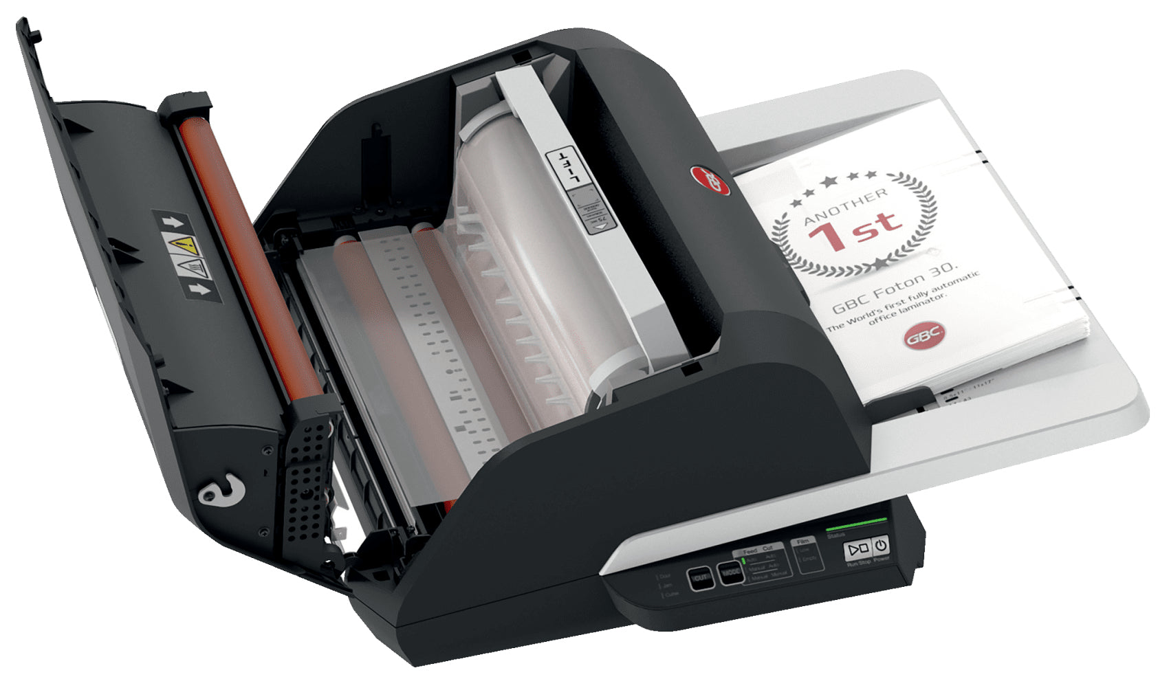 GBC Foton 30 Laminiergerät A3 – 4-Rollen, 75–125 µm, 1 Min. Aufheizzeit, 650–700 mm/min, Schwarz