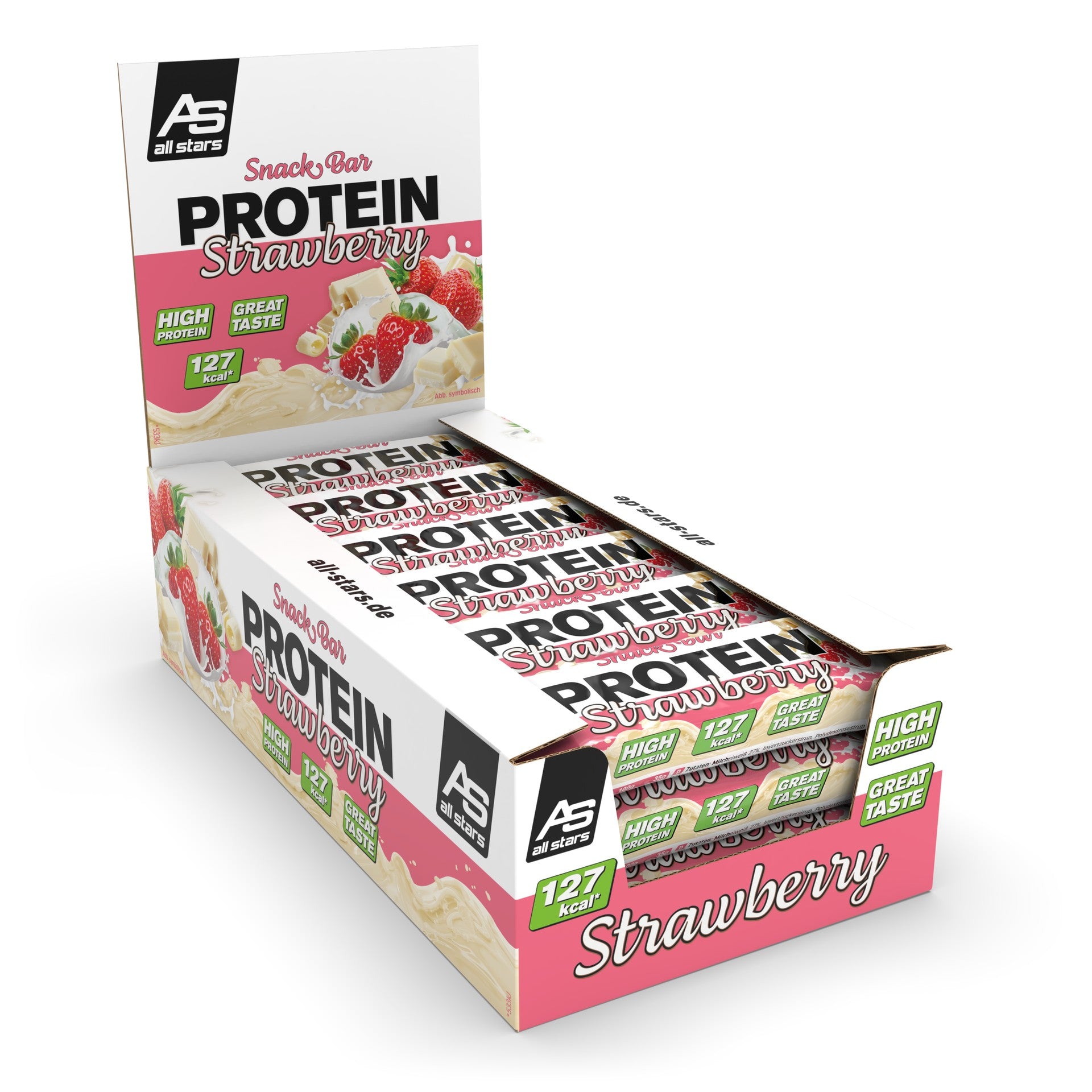 ALL STARS Fitness Products All Stars Protein-Riegel – Erdbeere – 18 × 35 g