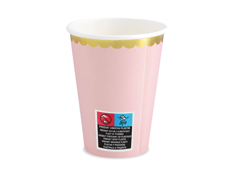 PartyDeco Trinkbecher, Papier/Karton – 2,2 dl, Rosa – 6 Stk.