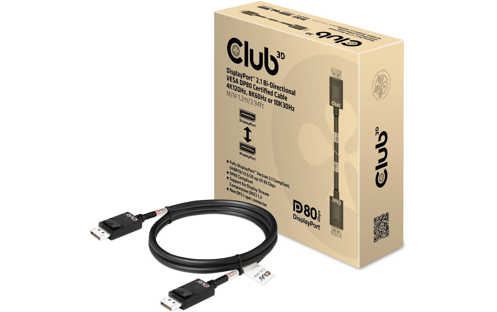 CLUB3D DisplayPort Kabel DP 2.1 8K 60 Hz – 1,2 m