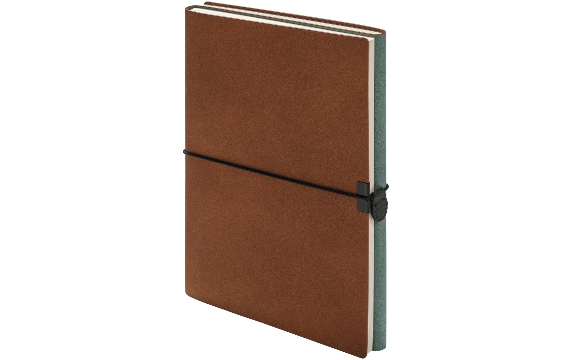 Kolma Notizbuch – A5 – 224 Blatt – 80 g/m² – Softcover, Gummiband, Stiftschlaufe – Braun/Türkis