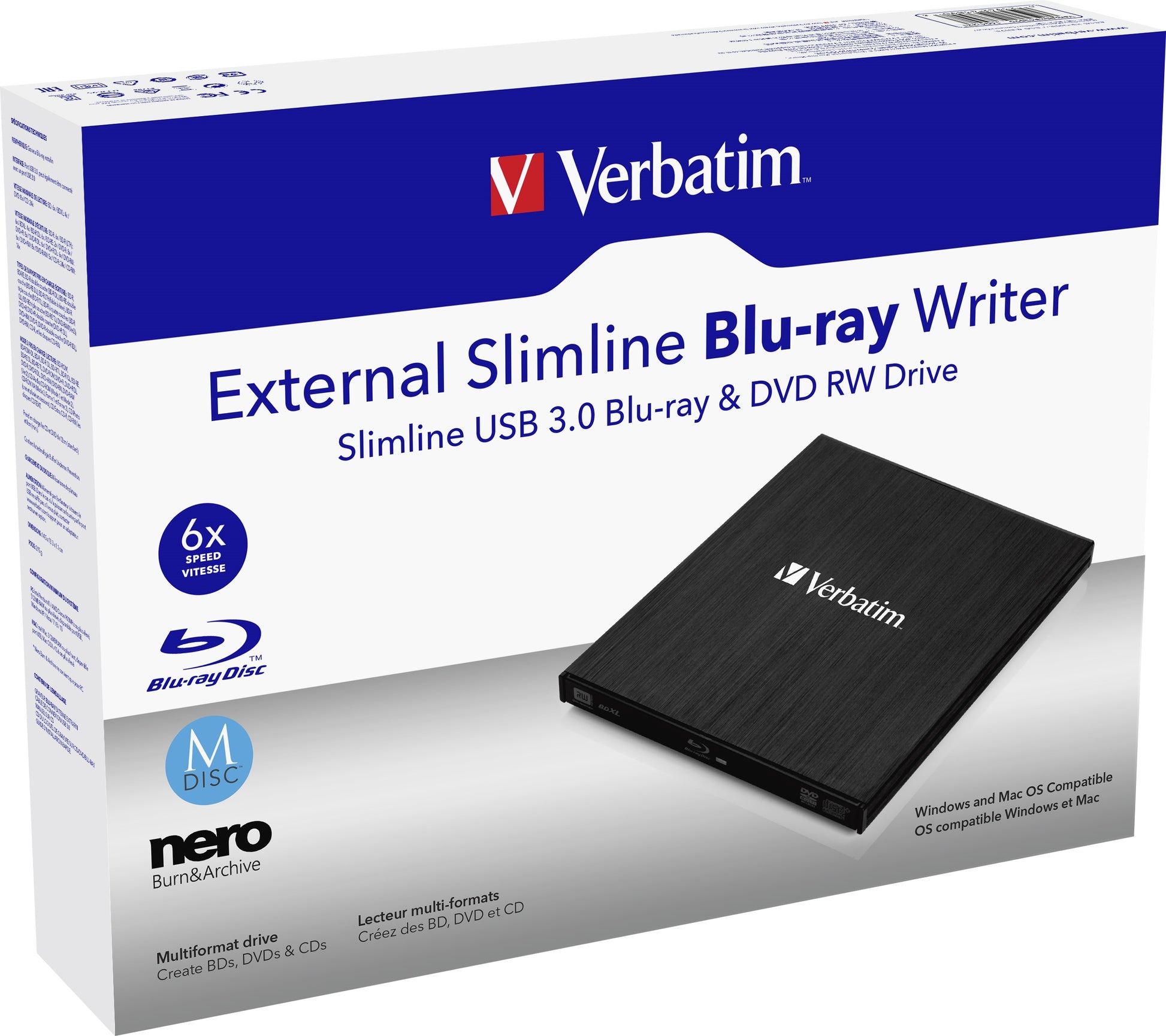 Verbatim Slimline Blu-ray-Writer (extern, Slot-In) – für Desktop/Laptop, USB 3.2 Gen 1