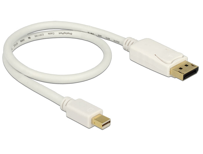 DeLOCK Mini-DisplayPort auf DisplayPort Kabel DP 1.2 4K 60 Hz – 0,5 m – Weiss