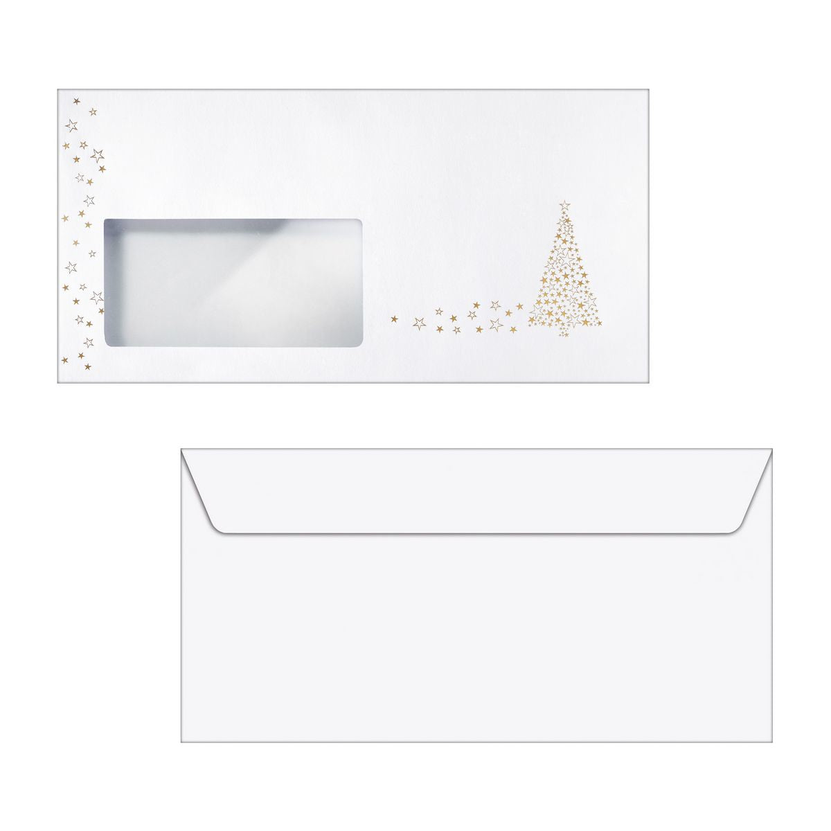 Sigel Weihnachts-Couvert C5/6, Golden Tree, Fenster links, Nassklebung, Weiss, 90 g/m² – 50 Stk.